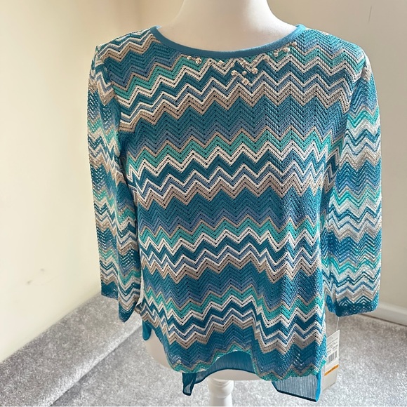 Alfred Dunner Victoria Falls Zigzag Knit Top Women’s Casual Size Small - Picture 1 of 9